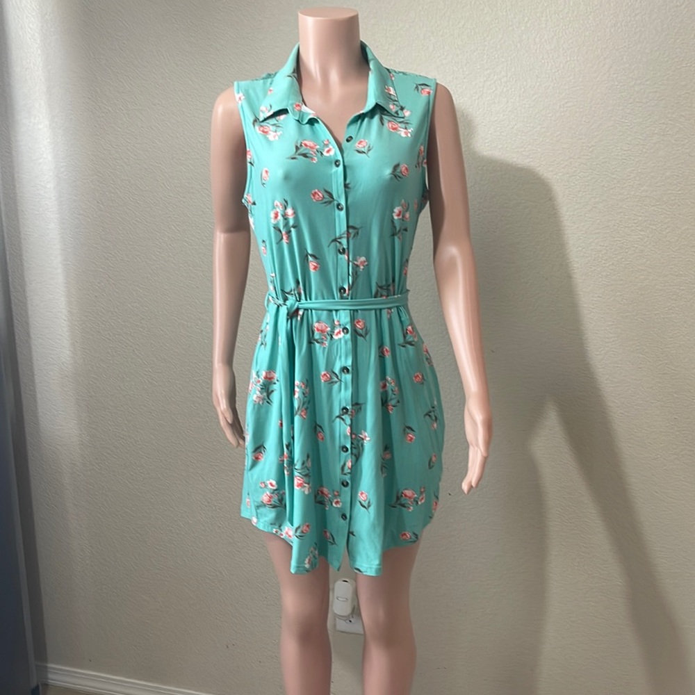Teal color spring dress